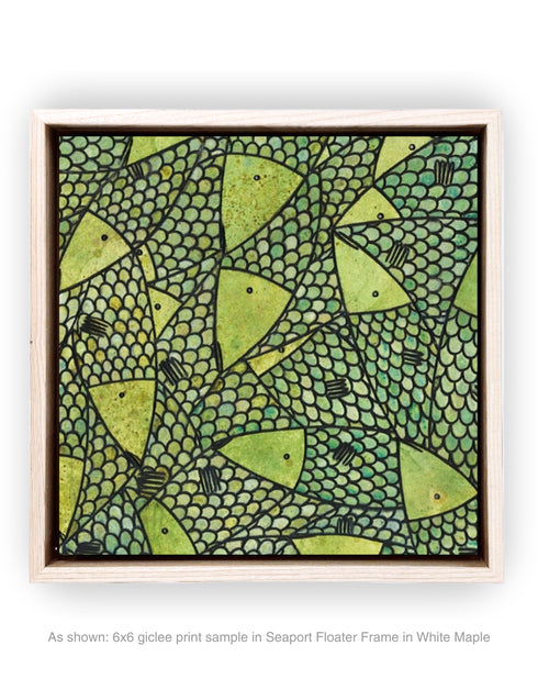 Green Gold Sardines | Framed Giclee Print on Canvas